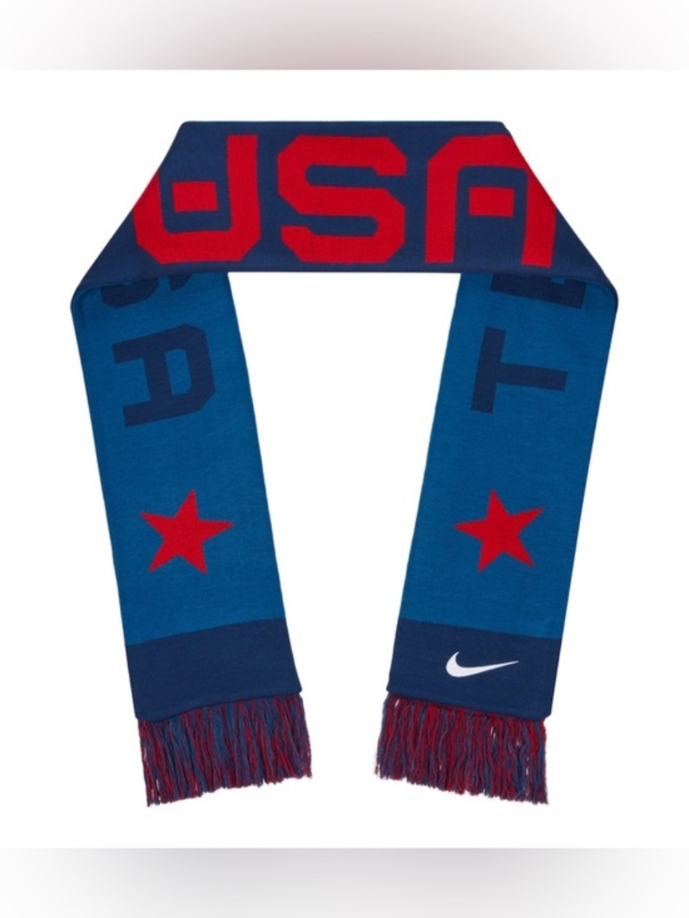 Nike Team USA Winter‎ Olympic Sports Knit Fringe Unisex 65" Red White Blue Scarf
